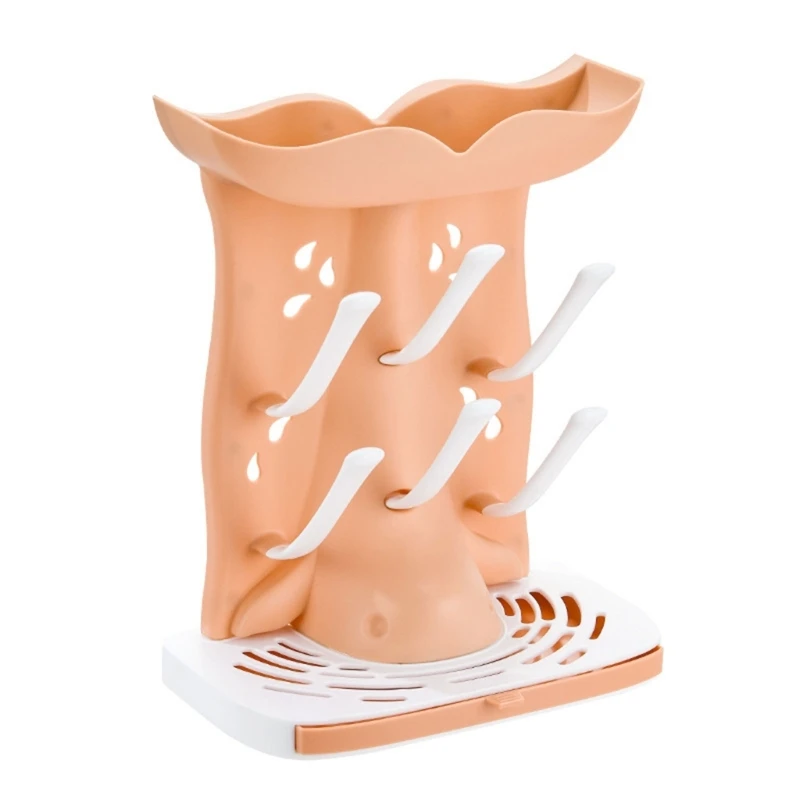 Innovative Baby Bottle Drying Rack ABS Baby Bottle Drying Rack with Modern Appearance Vertical with 6 Pegs for Kitchen