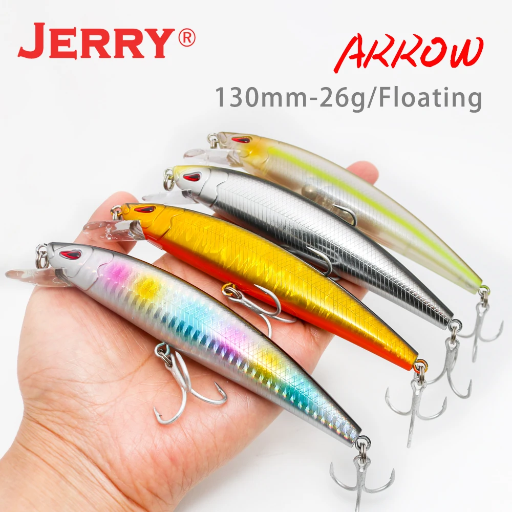 Jerry Arrow 130mm Floating Minnow Fishing Lure Freshwater Saltwater Baits For Bass Pike UV Color Rattling Hard Baits