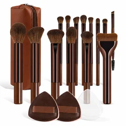 Deluxe 17 - Piece Makeup Brush and Accessory Collection with Stylish Carrying Bag (17pcs)