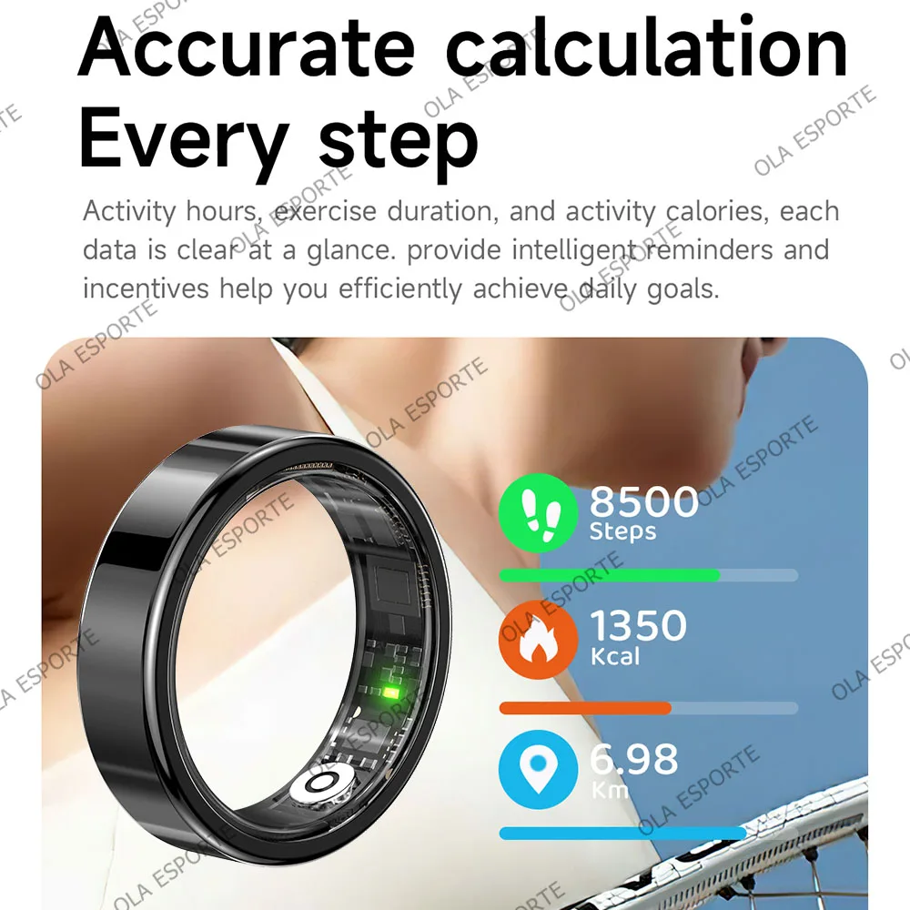 2026 New Fashion Smart Ring Heart Rate Blood Oxygen Monitoring 5ATM Waterproof Health Ring Pedometer For Men Women Festival Gift 4