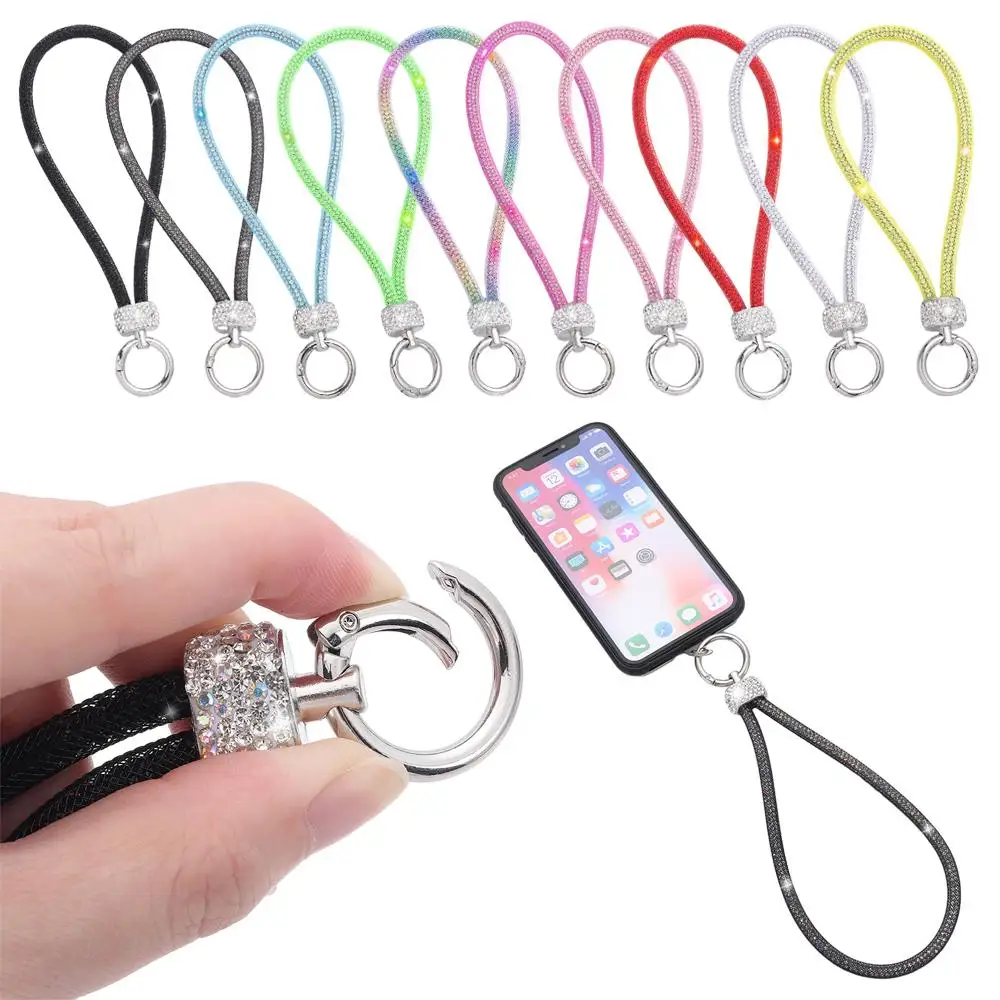 Keychain Rhinestone Phone Lanyard Luxury Bling Bling Bright Wrist Straps Diamond Crystal Anti-lost Rope Phone Accessories