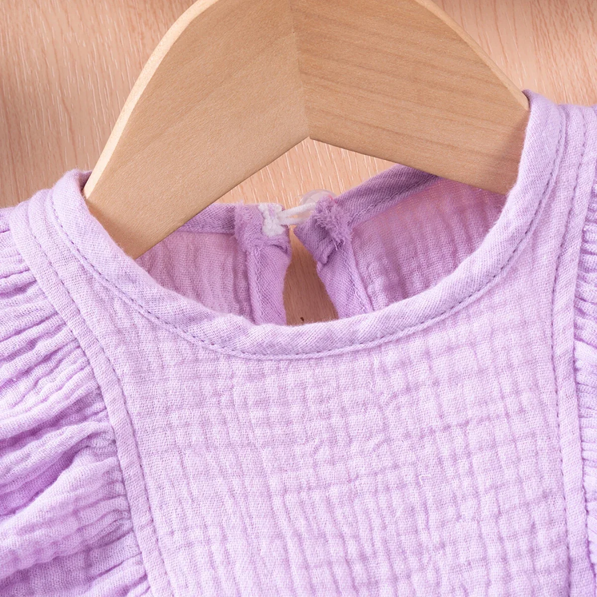 Summer Young Girls Vest Baby Solid Colour Small Fly Sleeve Top Casual Round Neck Breathable Sweet Three Colours To Choose From 3