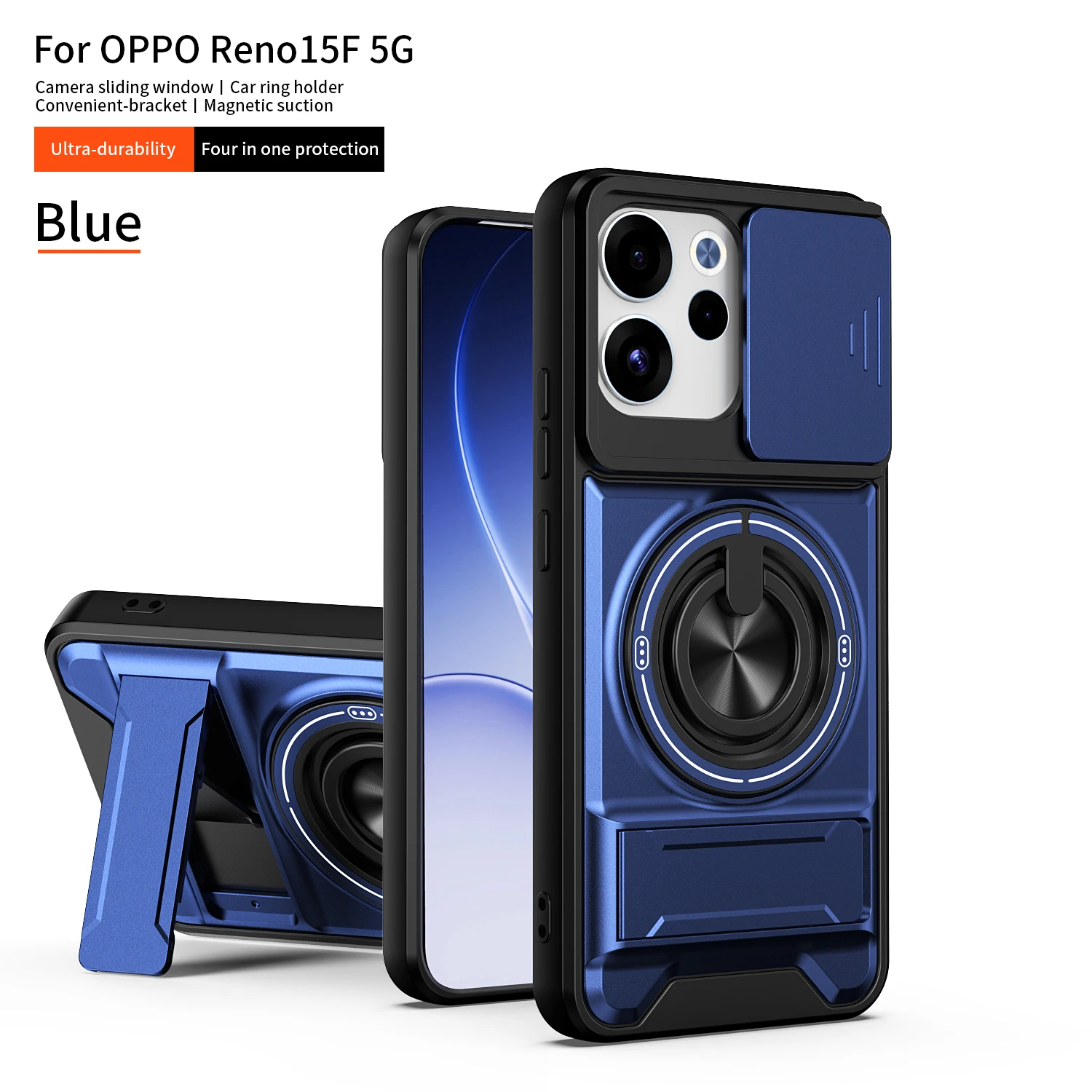Magnetic Holder Military Armor Phone Case with Camera Protection