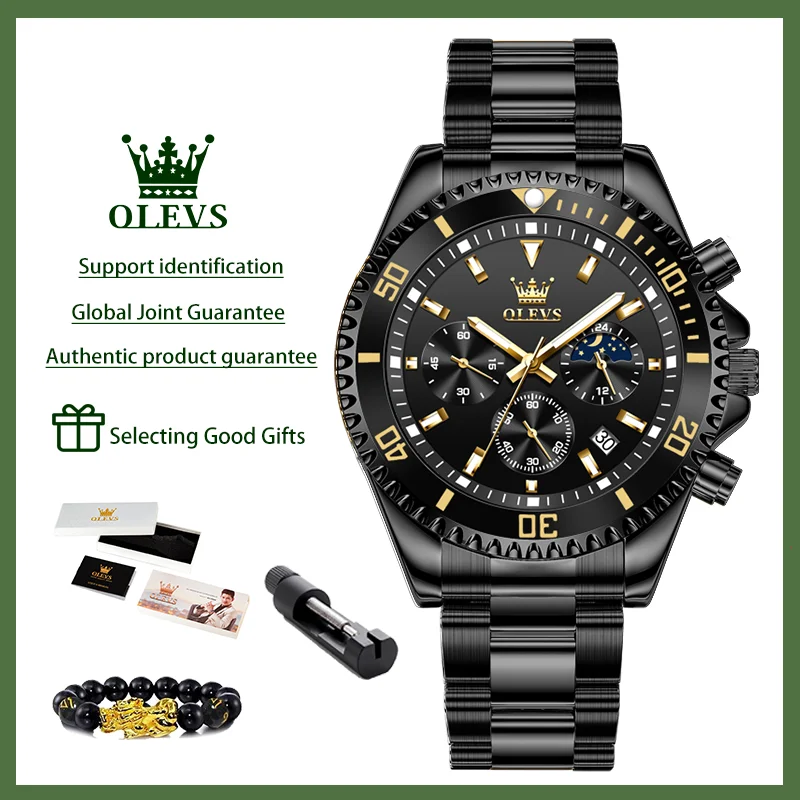 OLEVS 2870 ساعات رجالية مرحلة القمر الصلب التقويم...
