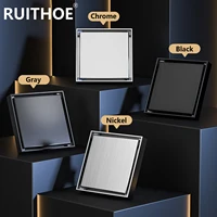 ทองเหลืองท่อระบายน้ําห้องน้ําท่อระบายน้ําชั้นกระเบื้องแทรกสแควร์ป้องกันกลิ่นตะแกรงเสียพื้น 100X100 1