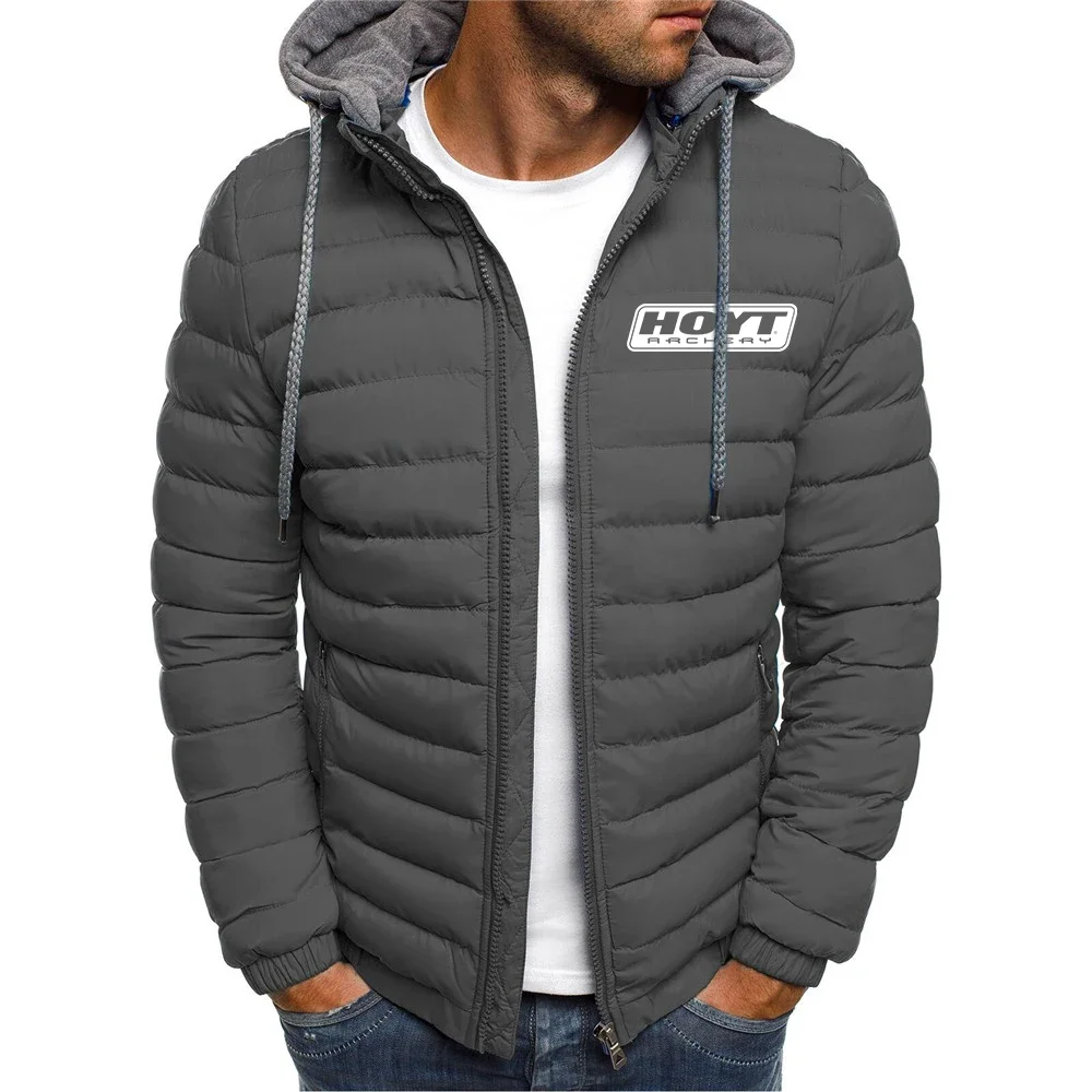 

2024 New Men Hoyt Archery Printing Fashion Autumn And Winter Thicken Warm Cotton Jackets Zipper Hoodies Casual Coat