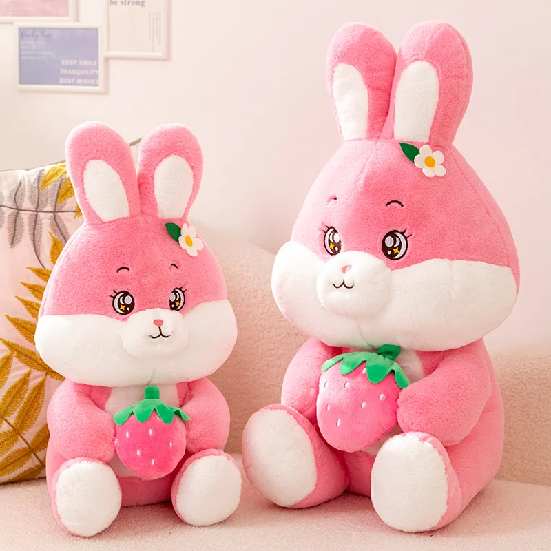 Nice 1pc 50cm/60cm Kawaii Strawberry Rabbit Plush Toy Stuffed Soft Fruits Bunny Toys For Kids Girls Lovely Birthday Gift