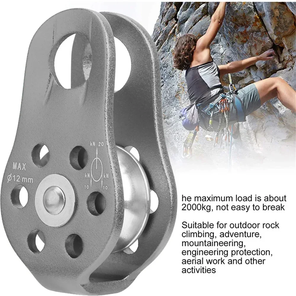 Climbing Pulley Fixed Sideplate Sheave Pulley Outdoor Survival Tool High Altitud Traverse Gear Aluminum Alloy