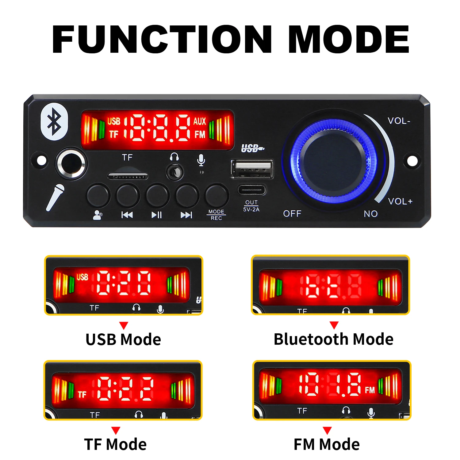 160W 앰프 블루투스 MP3 WMA APE 디코더 보드, 핸즈프리 자동차 오디오 마이크, USB TF FM 라디오, DIY Mp3 음악 플레이어, 12V 80W