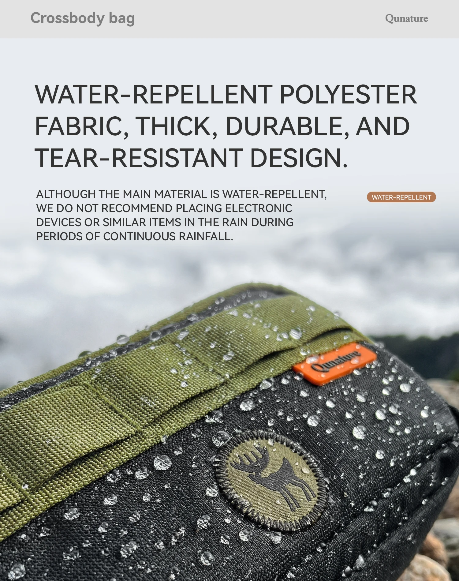 wasserabweisendes Taschendetail