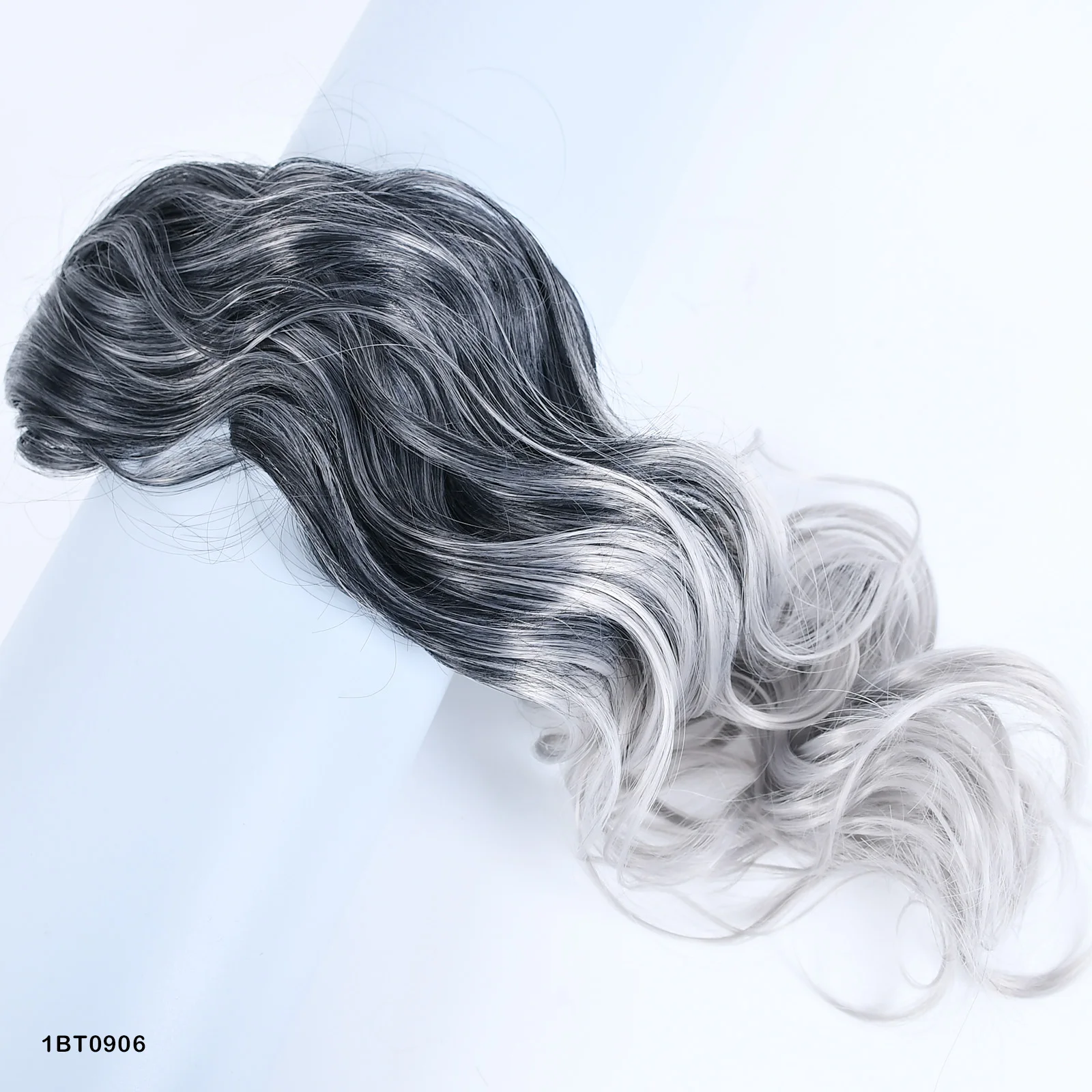 Extension per capelli sintetici con clip di colore grigio, con 5 clip, capelli lunghi e lisci, per donne e ragazze_voghion.com