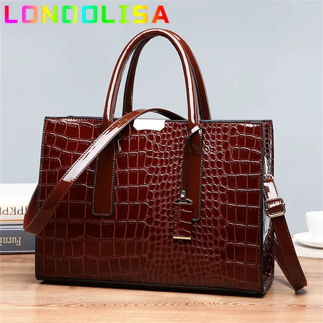 Pantent Leather Crocodile Handbags