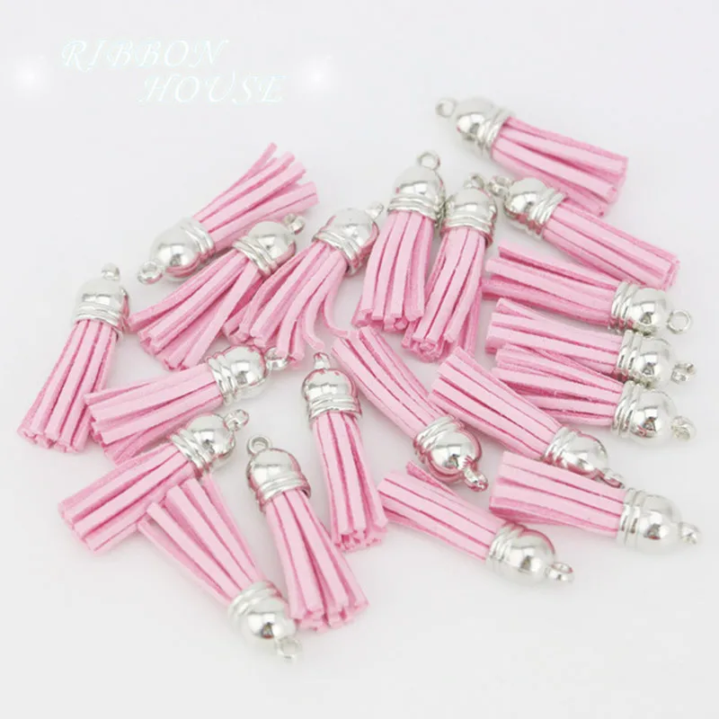 (20 개/몫) 핑크 술 빈티지 가죽 Tassels 프린지 Purl Macrame DI..