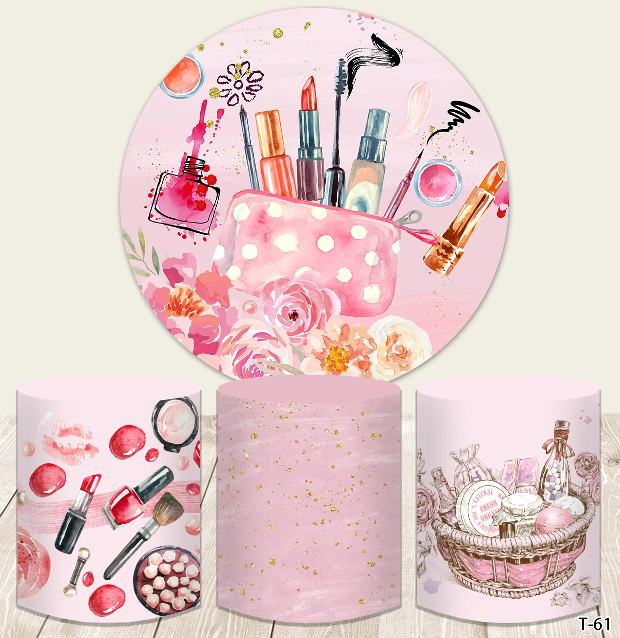 

Round Background Spa Party Make Up Teens Girls Princess Sweet 16th Birthday Party Circle Backdrop Banner Photo Studio Covers