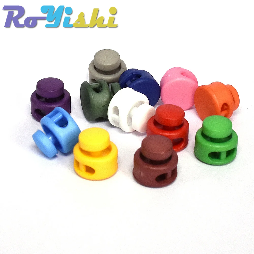 12 Pcs/Pack Mix Colors Cord Lock Toggle Clip Stopper Plastic Black For Bags/Garments Size:15mm*14mm