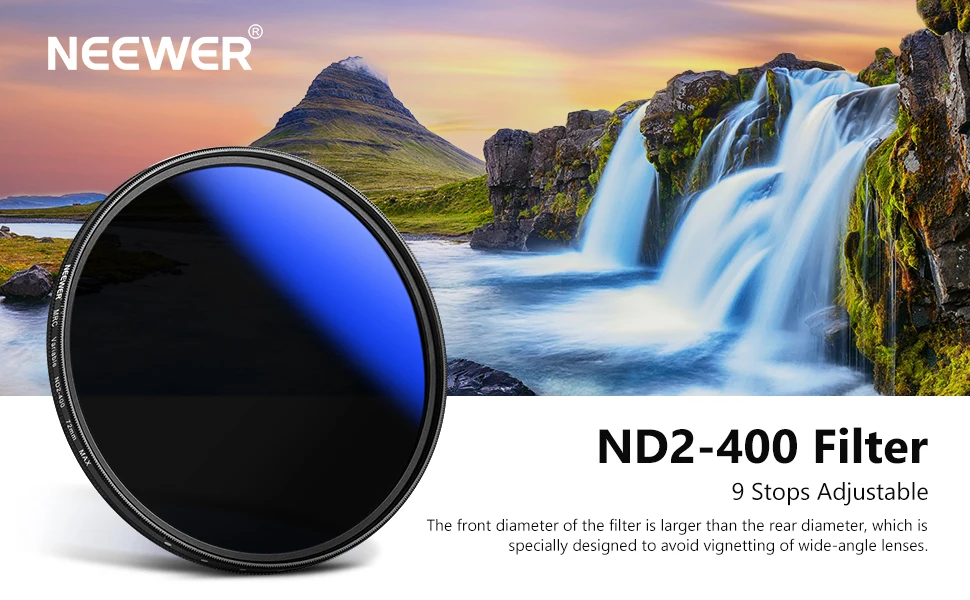 NEEWER 46-82mm Variable ND Filter ND2-ND400 (1-9 Stops) Multi-Coated Waterproof
