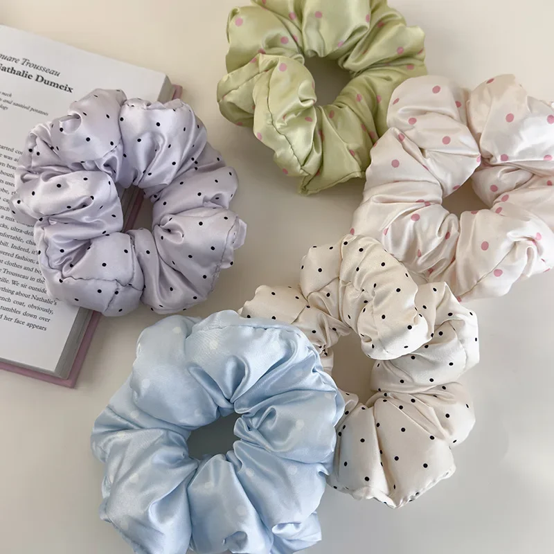 Elegante Haar-scrunchies Mit Pünktchen- Und Blumenmuster Für Damen_voghion.com