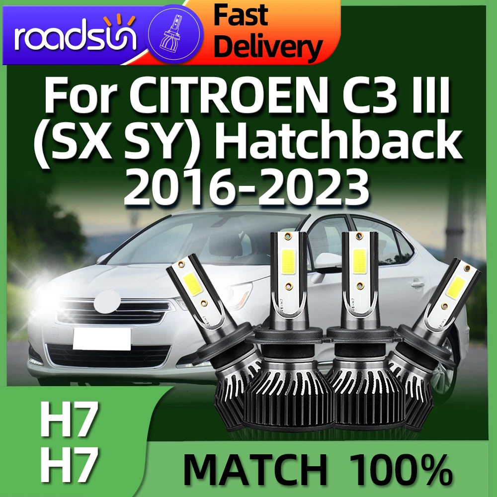 

4X 6000K 38000LM LED H7 Car Headlights Bulb For CITROEN C3 III SX SY Hatchback 2016 2017 2018 2019 2020 2021 2022 2023