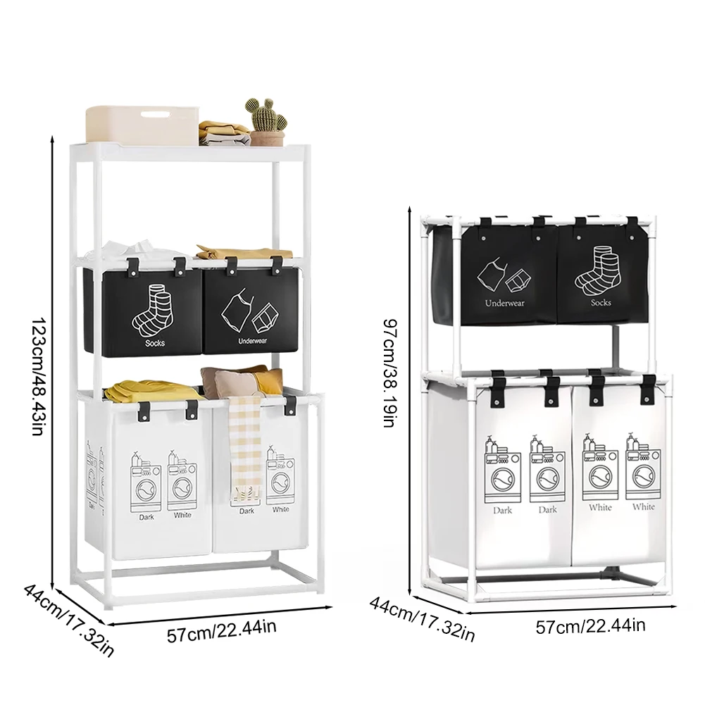 Laundry Sorter Basket Dirty Clothes Hamper Large Capacity Laundry Sorter Organizer Clothing Storage Rack for Home Dorm