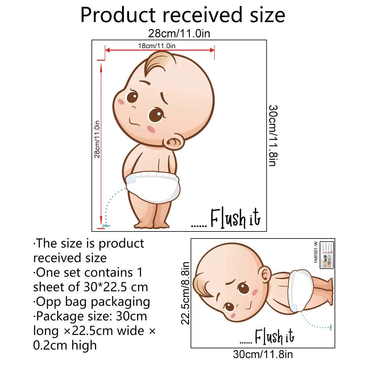 Description Picture 2 of item1pc Kid Peeing Pattern Toilet Seat Decal Creative Plastic Fun Self-adhesive Toilet Sticker Bathroom Decoration Sticker