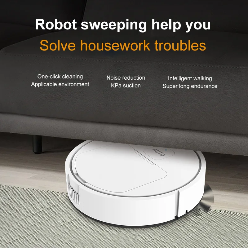 Portable Vacuum Cleaner Robot Vacuum Cleaner 6000PA Smart Robot Vacuum Cleaner USB Charging 3-In-1Smart Sweeping Robot Spray Sweeper Floor Cleaner Dry Wet Cleaning 1200mAH