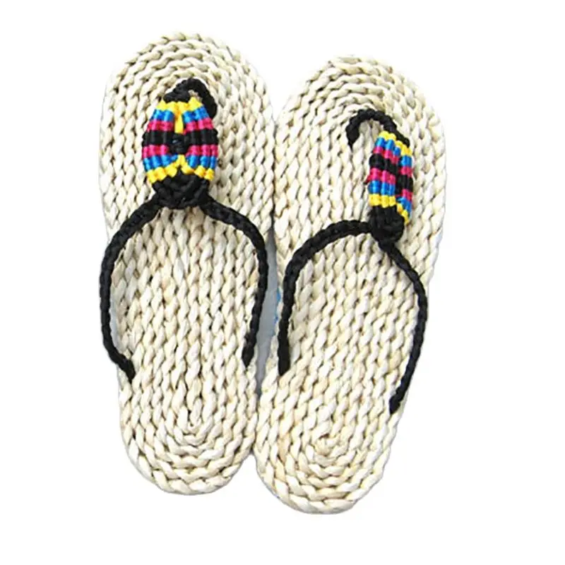 

2023 New Summer Home Colorful Rope Hand-Woven Straw Ladies Sandals And Slippers Natural Environmental Protection Creativity