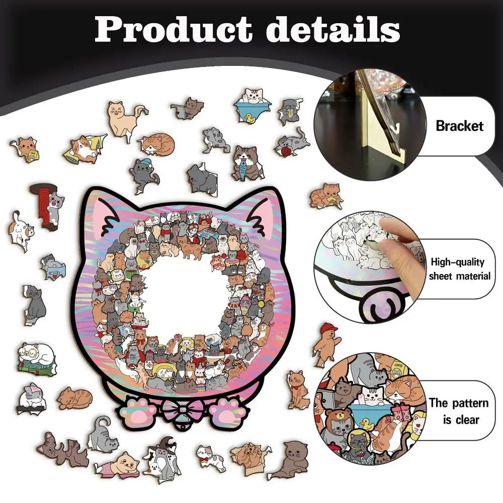 New Cat Puzzle Irregular Puzzle Toy Ornaments Colorful Wooden Home Decorations Jigsaw Puzzle Game Birthday Gifts