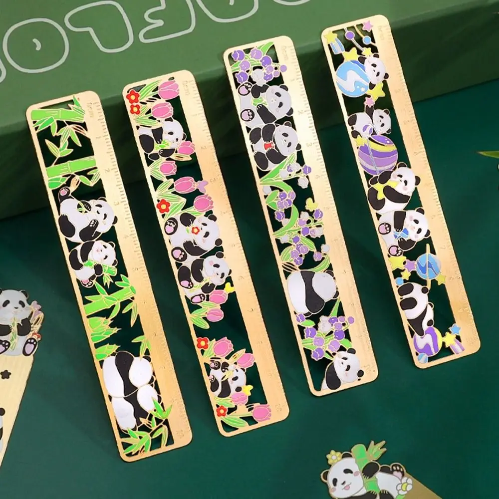 Hollow Metal Panda Bookmark Chinese Style Pendant Book Clip Book Holder Ruler Retro Pagination Mark School Office Supplies