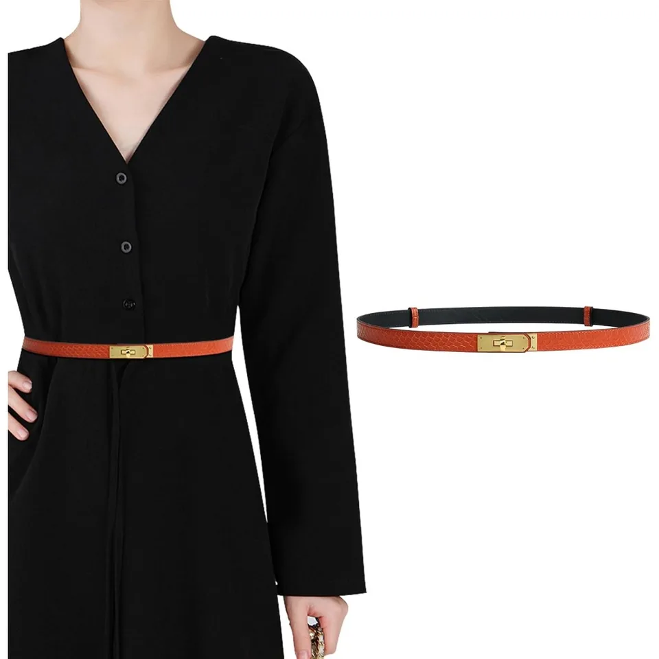 Adjustable Skinny Leather Belt for Women