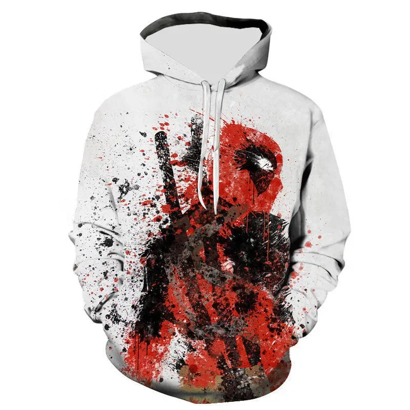 Nueva sudadera con capucha para hombre de otoño e invierno con estampado 3D de Marvel Deadpool, sudadera con capucha informal de moda urbana de hip-hop para hombre