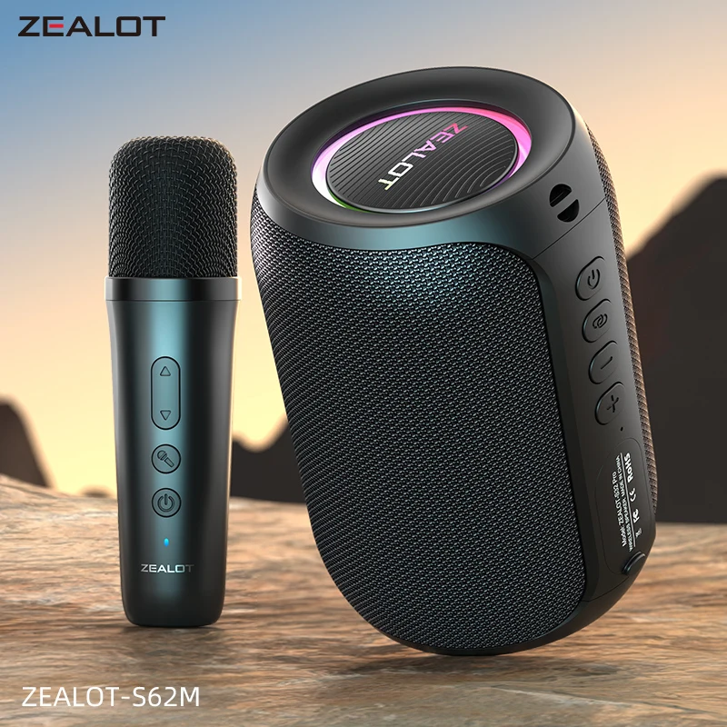 ZEALOT-S62M Karaoke Machine Portable Bluetooth 5.3 Speaker System 1-2 Wireless Microphones Home Family festival Gifts