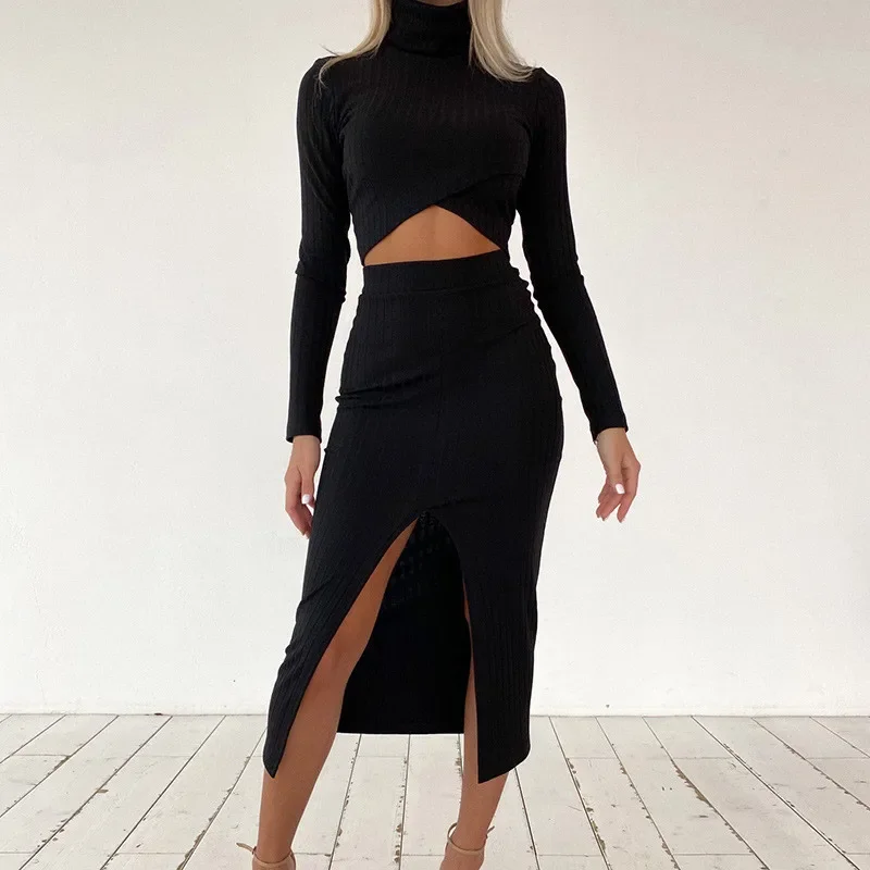 2023 Autumn Spring Suit Sets Women Tracksuits Two Piece Sets (Tees+Skirts) Casual Solid Sexy Bodycon Female Costume Women Suits combi pants outfit double breasted slim fit two piece set korean autumn women s suit two parts women casual elegant woman sets