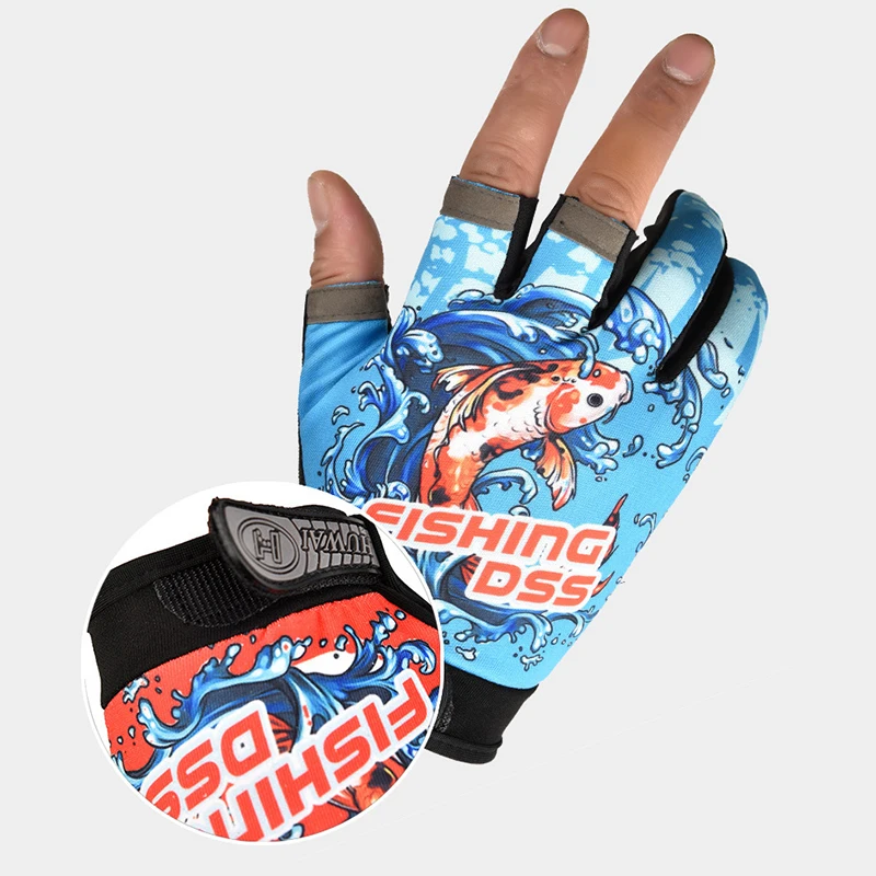 Fishing Gloves Cycling Gloves Breathable Three Fingers Elastic Summer Sunscreen Fishing Apparel Sports Anti-slip