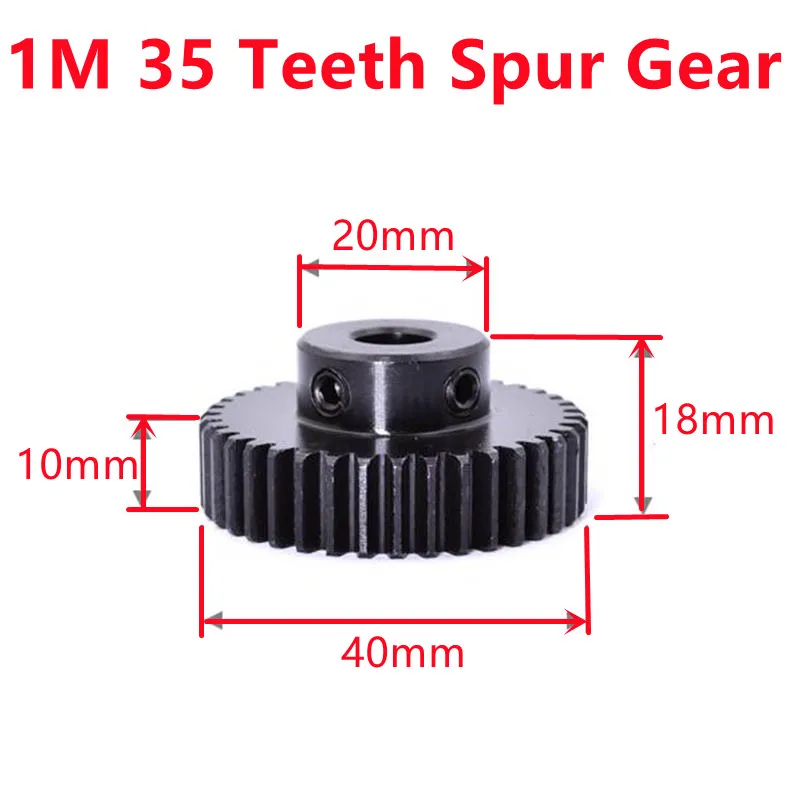 

2PCS High Quality 1M 20 Teeth Spur Gear Bore 6/8/10/12mm Motor Gear Low Carbon Steel Material Metal Sprocket Gear For Motor