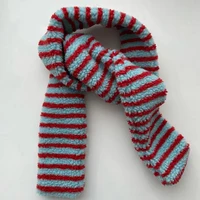 Women Colorful Lambswool Striped Scarf Y2K Cute Winter Plush Warm Necklace Japanese Couple Thickened Wrap Children's Scarf 2