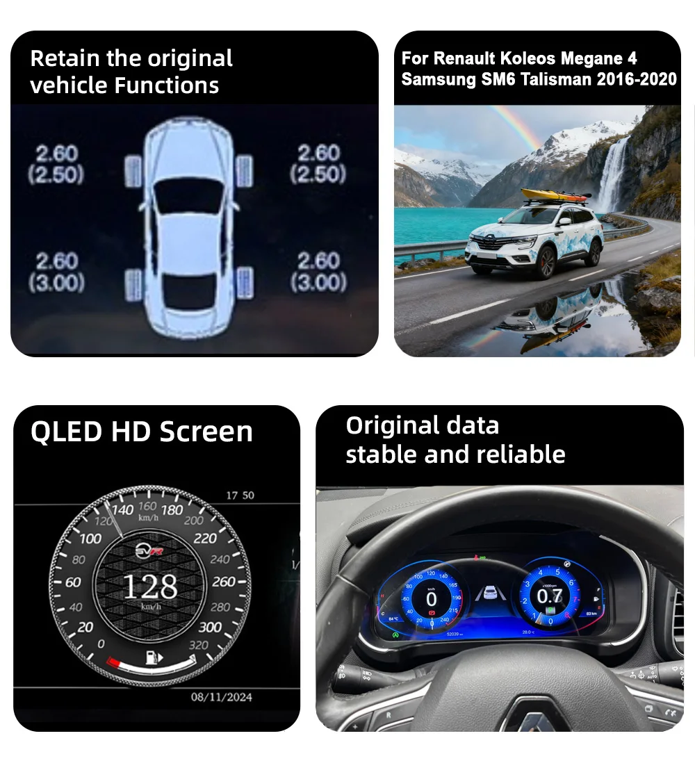 Digital Instrument Cluster For Renault Koleos Megane 4 Samsung SM6 Talisman 2016