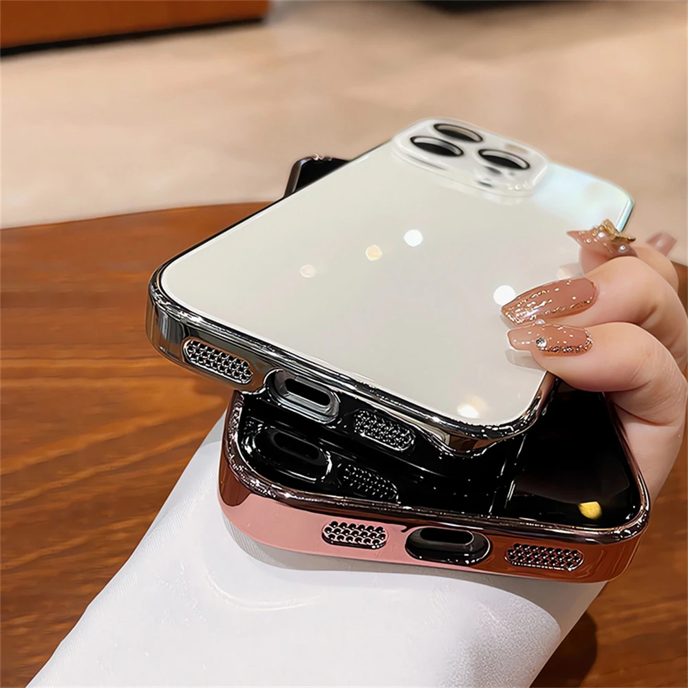 Luxury Plating Full Lens Protection Frosted Glass Phone Case