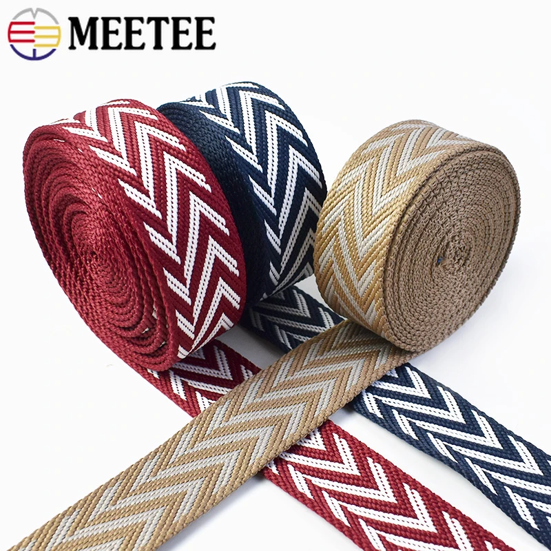 4Meters Meetee 38mm Jacquard Webbing Polyester Canvas Backpack Ribbon Band Ethnic Decorative Strap Belt Tape DIY Sewing Material