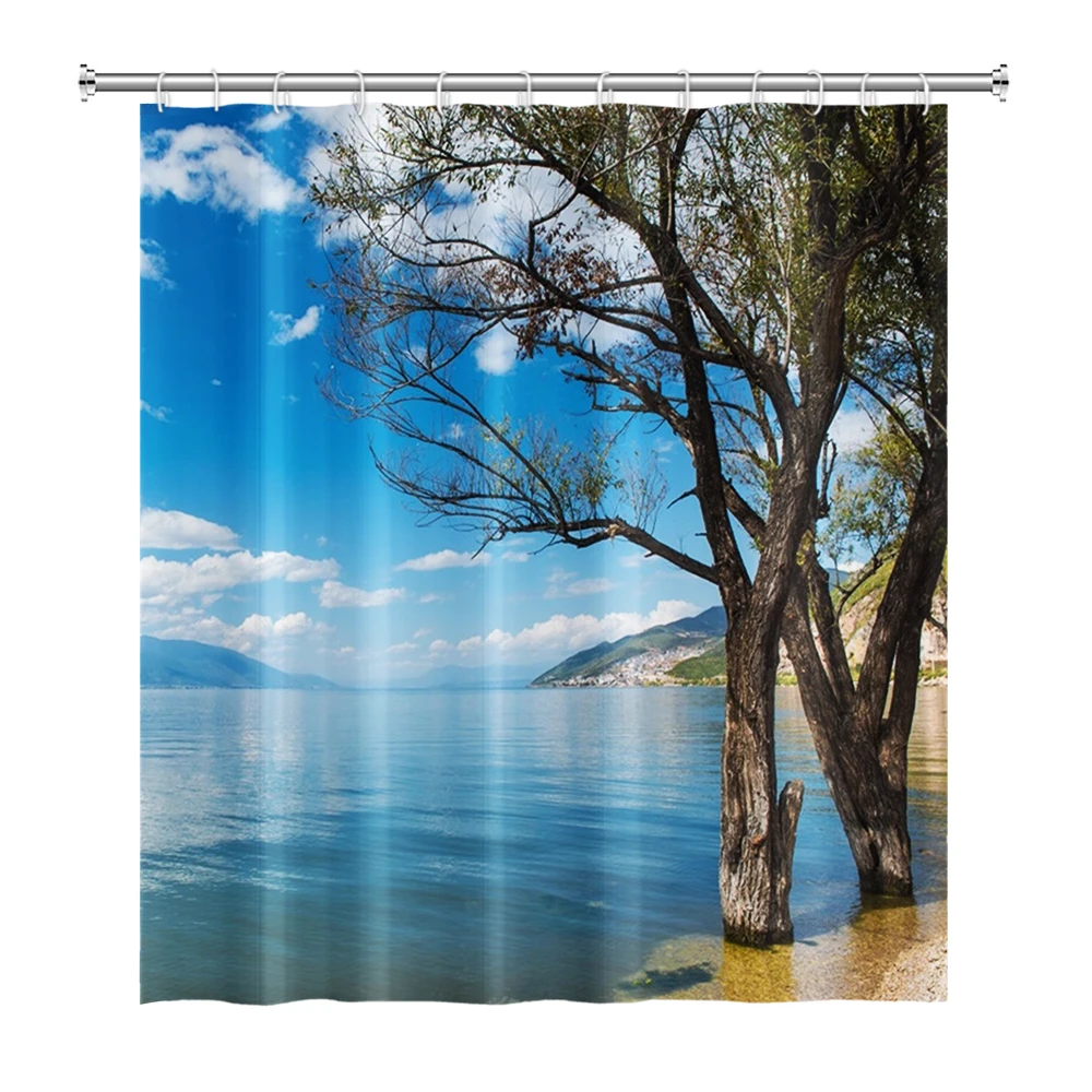 

Водонепроницаемая душевая занавеска из полиэстера с 3D-принтом