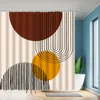 Mid Century Shower Curtain Black Gray Tan Abstract Sun Geometric Neutral Rustic Modern Arch Fabric Bathroom Decor Set Hooks 4