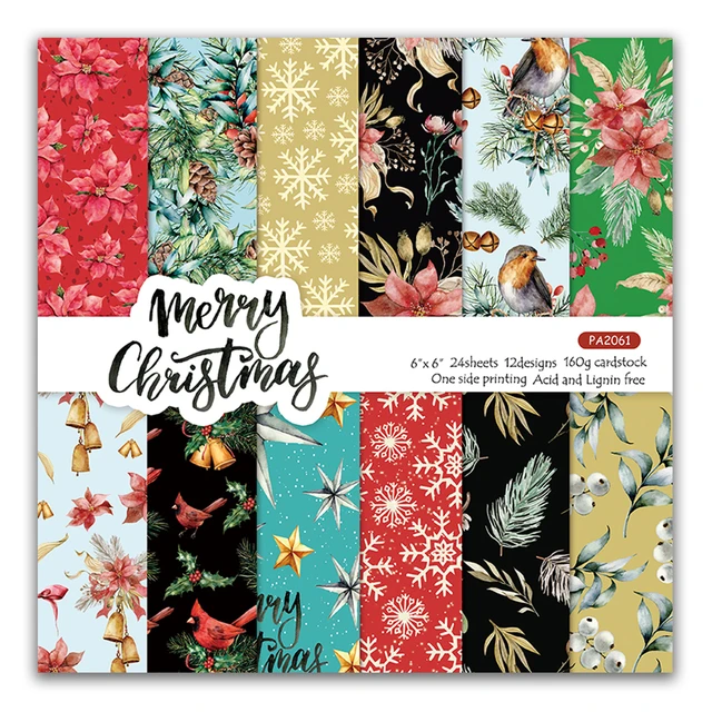 12/24 Sheets New Christmas Scrapbook Paper Scrapbooking Patterned Paper  Pack Handmade Craft Paper Background Paper - AliExpress