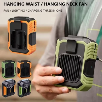 Ventilatore portatile per la vita, ventilatore da collo sospeso ricaricabile, ventilatore per il corpo della camicia da cintura indossabile, ventilatore con clip per la vita da lavoro all'aperto con luci a LED 1