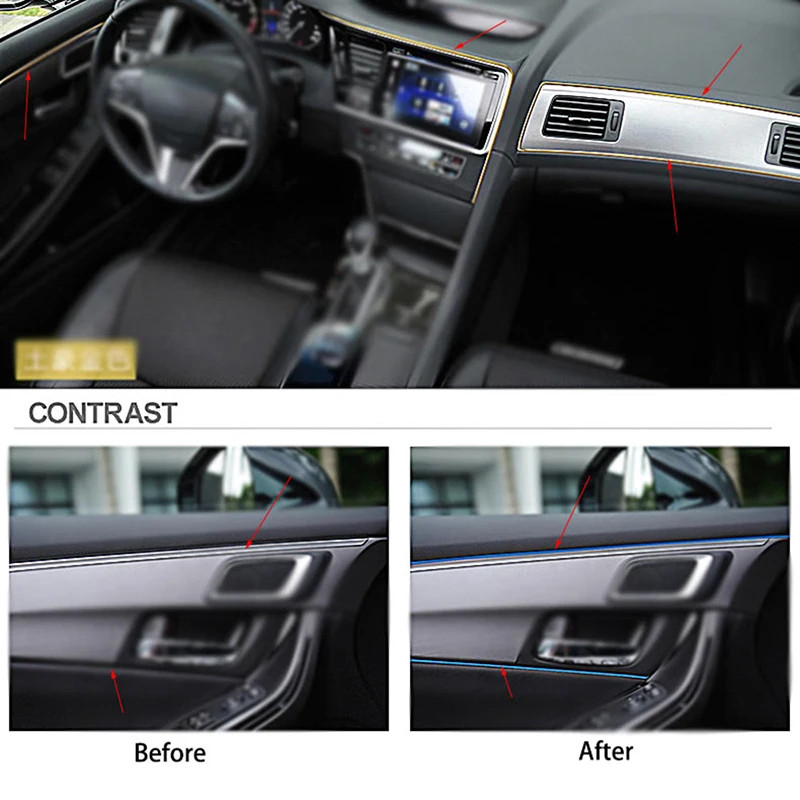5M Car Dashboard Door Edge Insert Trim Styling Interior Decorative Moulding Universal Auto Accessories Insert Strip With Scraper