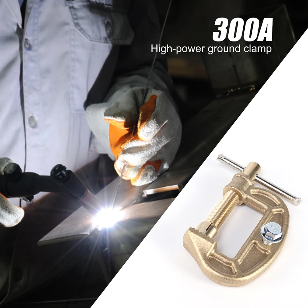 300A Earth Clamp High Power Brass Electrode Clamp G-shaped Ground Welding Earth Replacement for Argon Arc Welding Machine