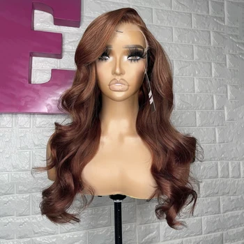 Mix Brown Wig 13x4 Lace Front Wig Glueless Long Body Wave Synthetic Hair Natural Hairline Women's Wig Daily Use Cosplay Wigs