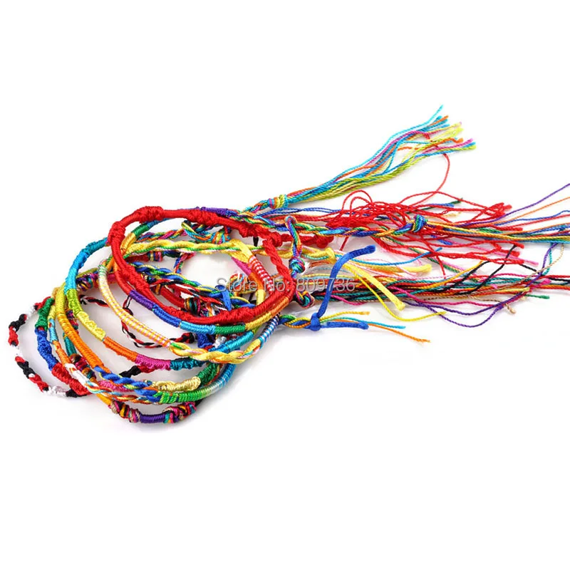 Bracelet Jewelry 100Pcs /Set Rainbow Color Mix Braid Friendship Bracelets for Women Gift DIY Handmade Rope Bangles
