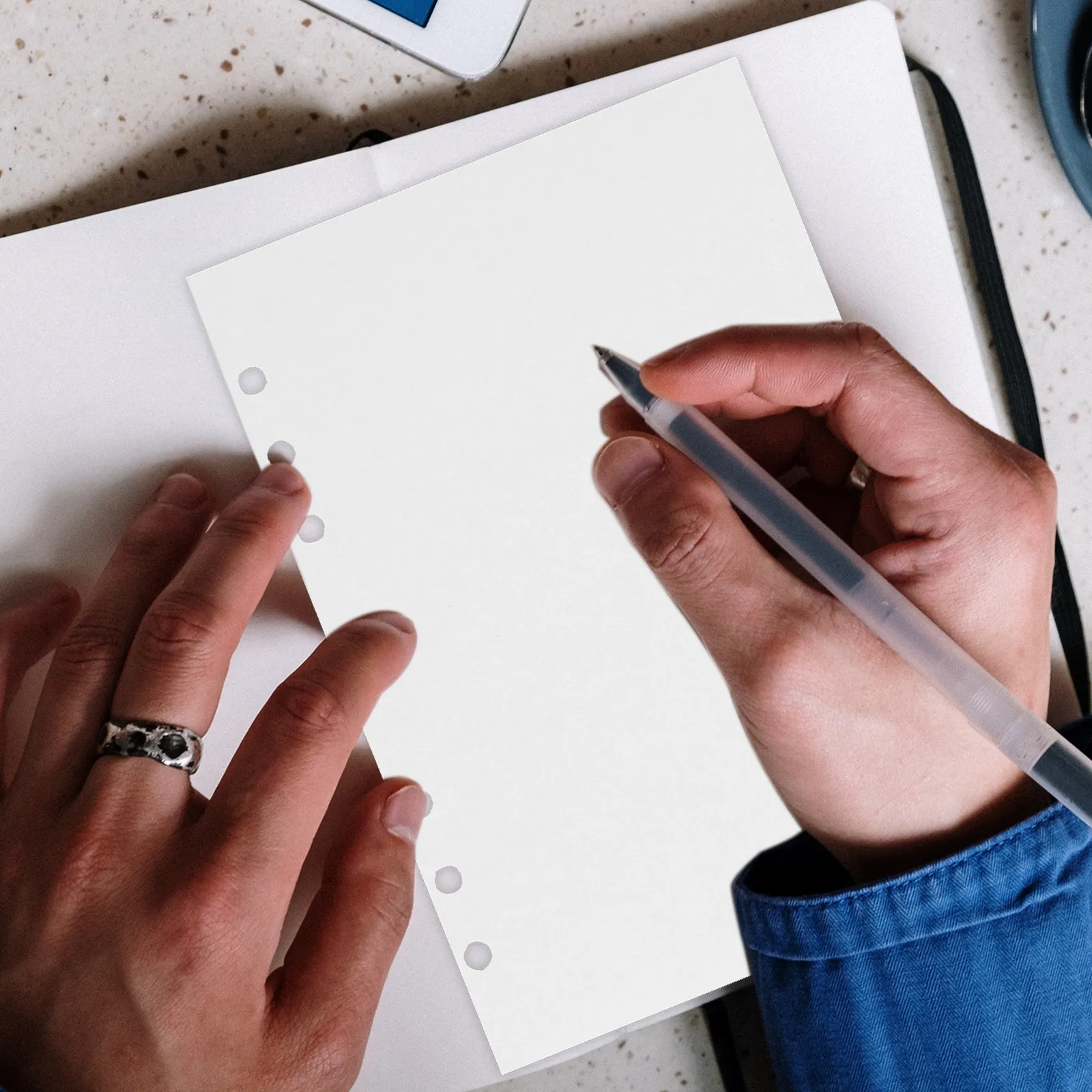 180매 핸드 어카운트 내지 A5 리필 가능 루즈리프 노블리드 부드러운 필기감 저널 플래너 바인더 인서트용