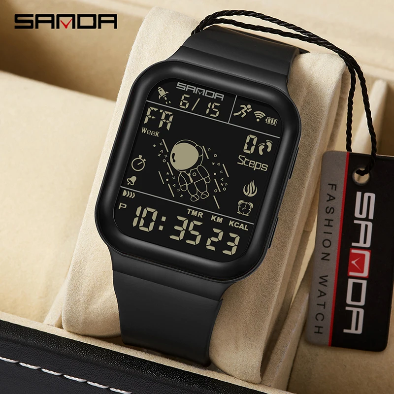 

SANDA New Men Watch Outdoor Sports Steps Tracker Waterproof Calorie Tracker Countdown LED Electronic Watch Ten thousand calendar