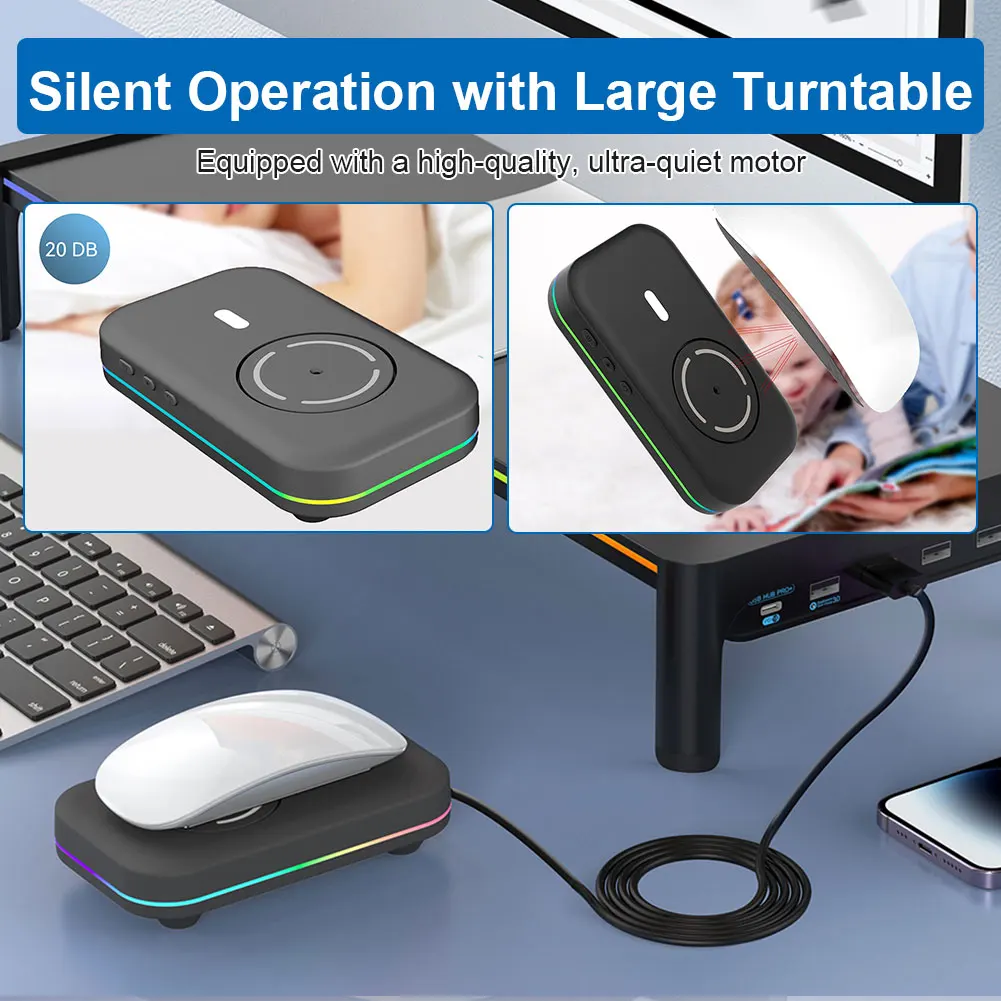 Undetectable Automatic Mouse Wiggler RGB Lights Mouse Moving Device Type-C Port No Software Required/Driver-Free Keeps PC Active