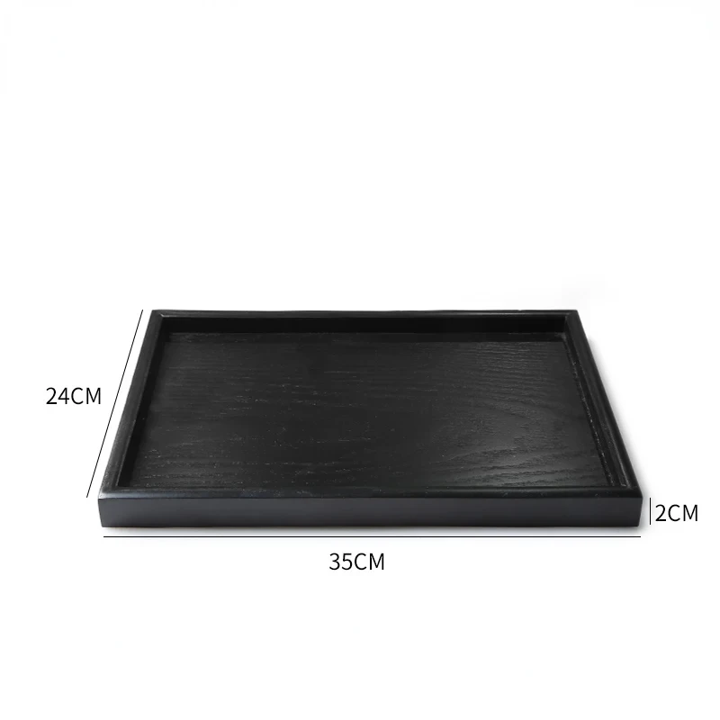 Japanese Kitchen Storage Tray Household Wooden Tea Tray Home Decoration Cosmetic Storage Coffee Snack Bread Round